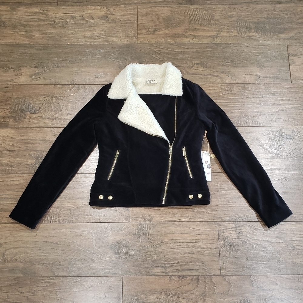 NWT Show Me Your Mumu Elisha Short Sherpa Jacket ~ Black Corduroy Size S…